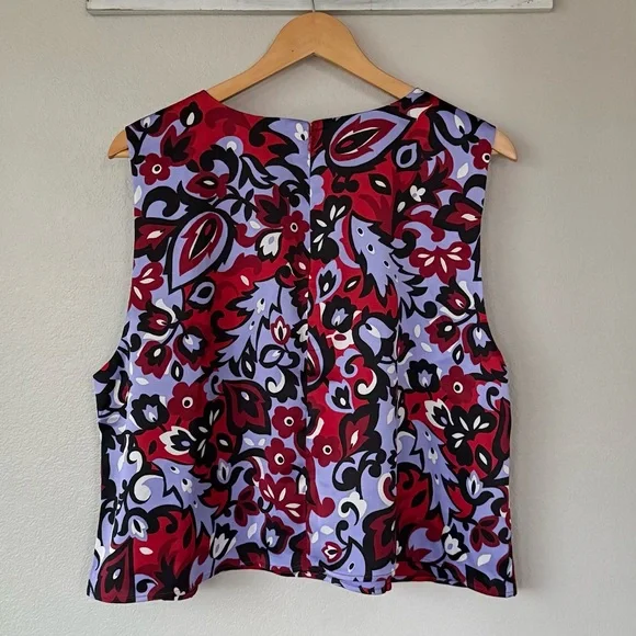 ANN TAYLOR NWT XXL Paisley Tank in Iconic Red • Floral Sleeveless Shell Top - Picture 4 of 11